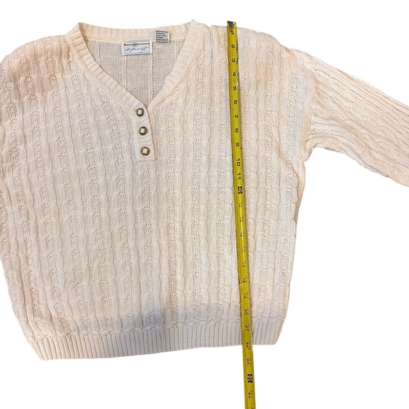 Vintage Maggie Lawerence Sport White Cotton Blend Cable Knit Sweater Size Small - Picture 9 of 12
